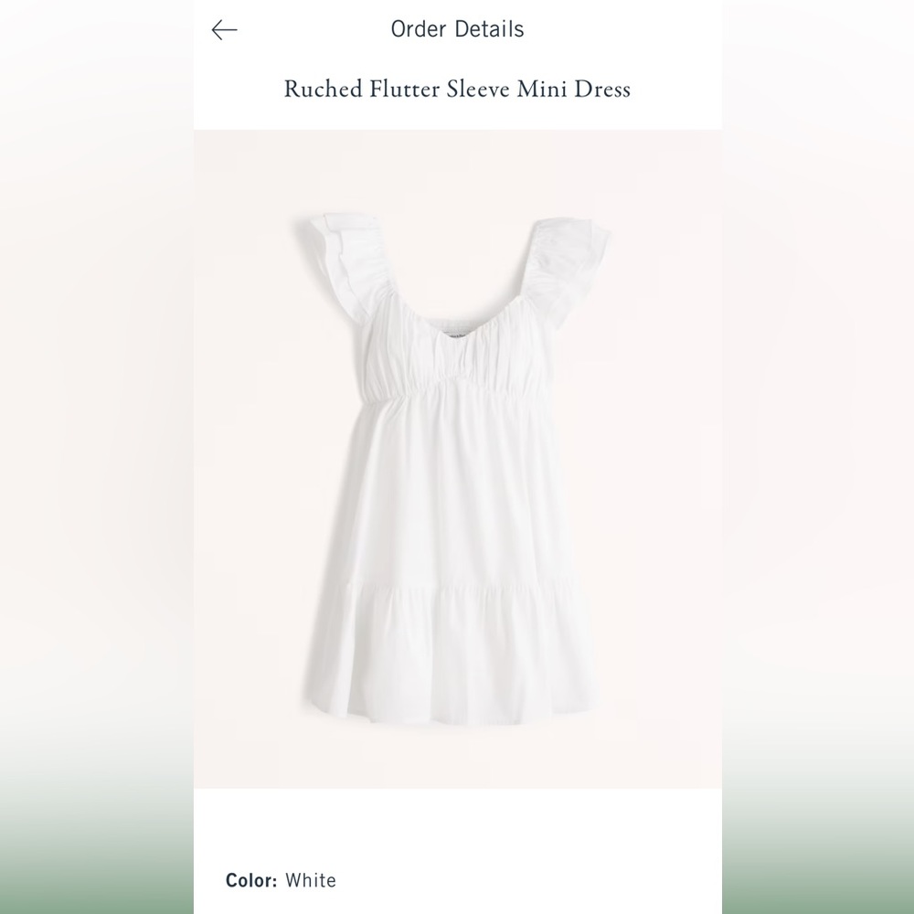 Abercrombie White Ruched Flutter Sleeve Mini Dress